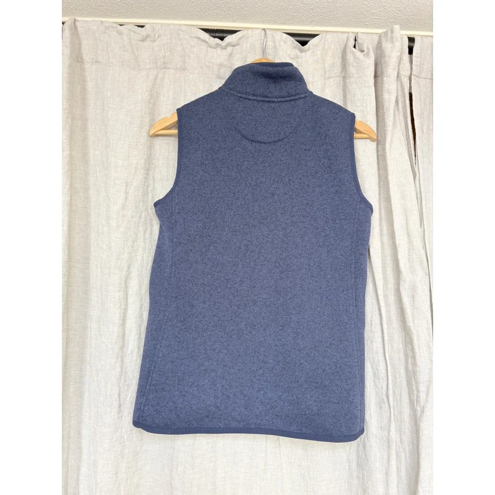 LL Bean Mens Sweater‎ Fleece Vest Blue Full Zip Mock Neck Uplight Logo Small S